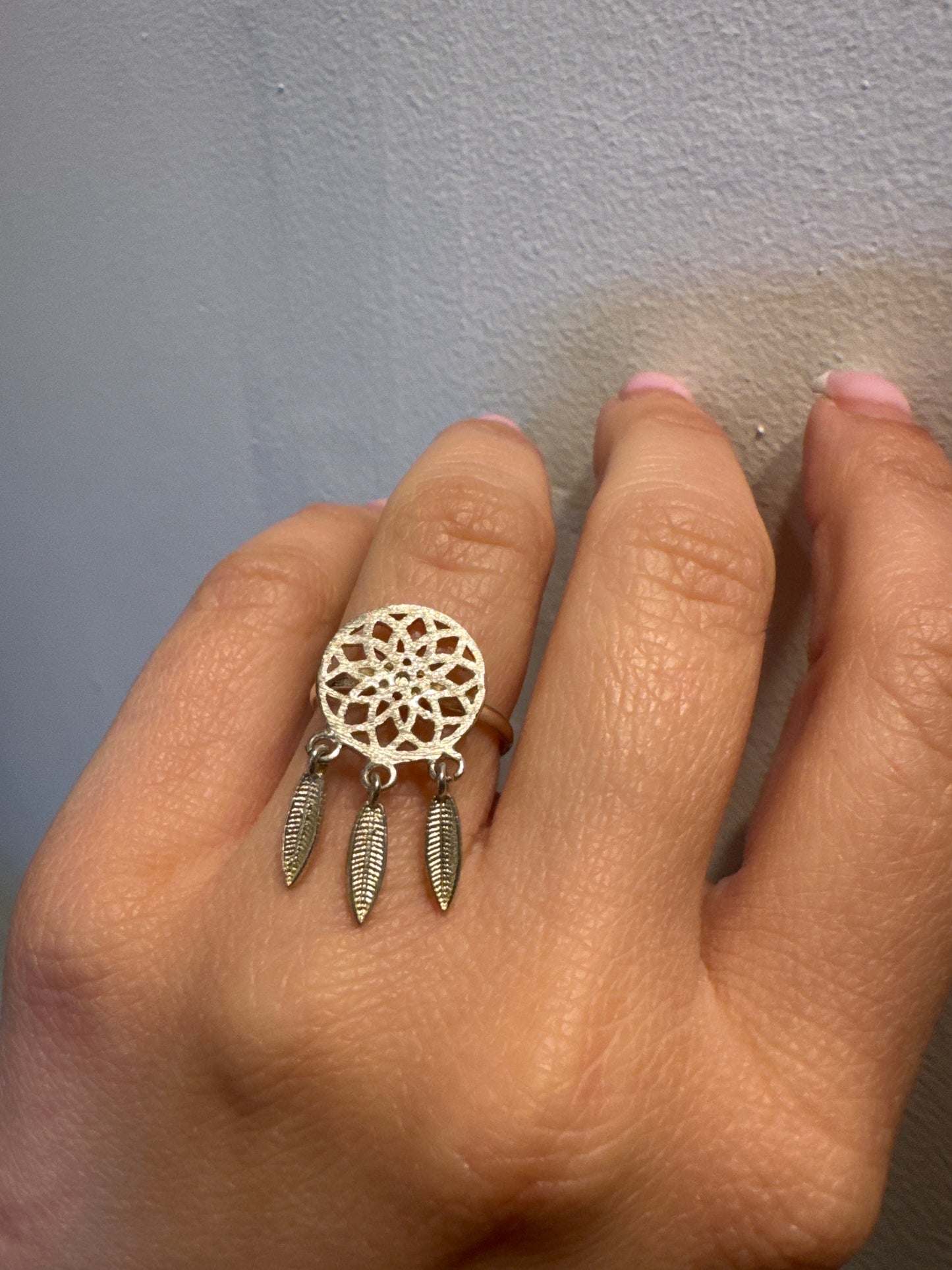 Dreamcatcher dangly silver ring