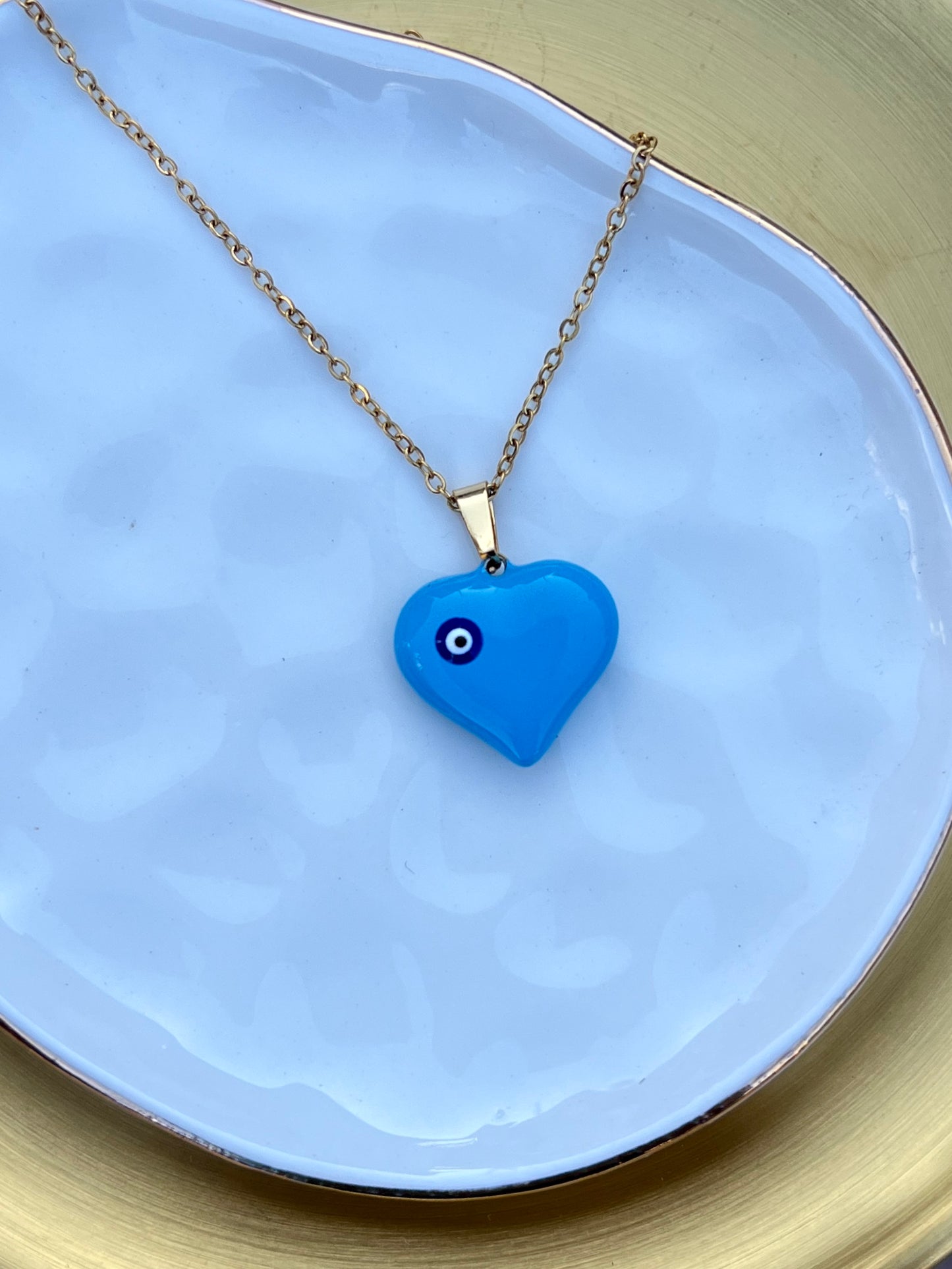 Evil eye heart necklace