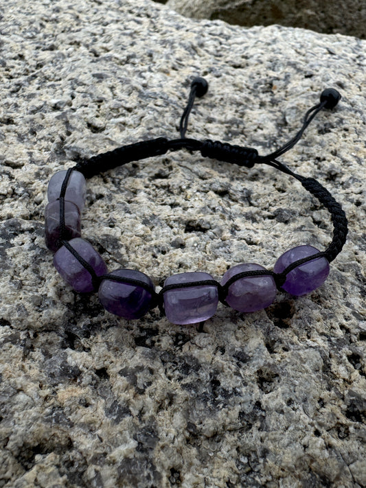 Amethyst crystal nugget bracelet