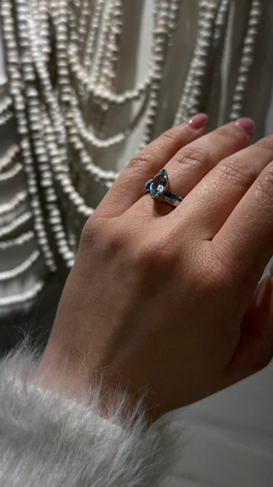 Royal silver ring with Tanzanite & Sea Opal