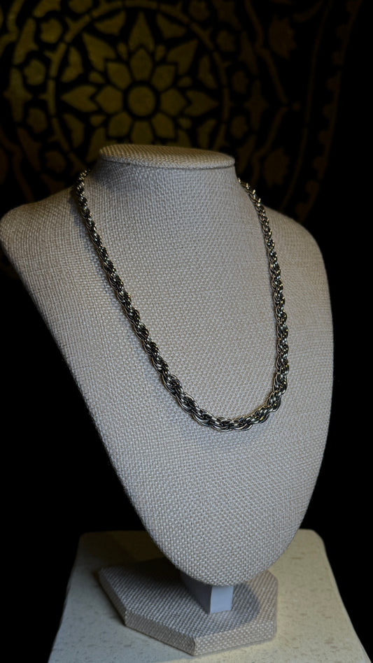 Twisted Rope Silver Chain Necklace