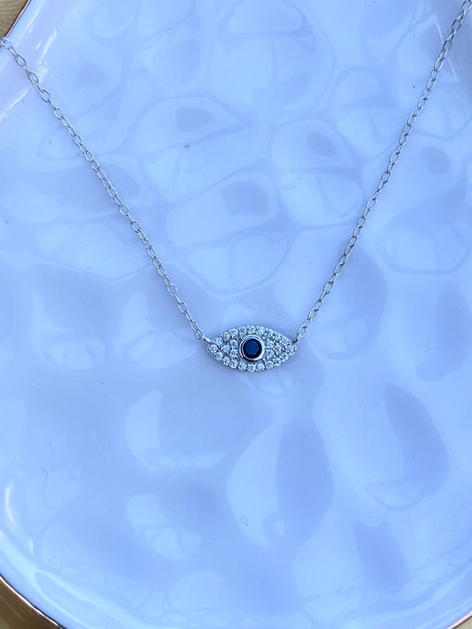 Evil eye silver necklace