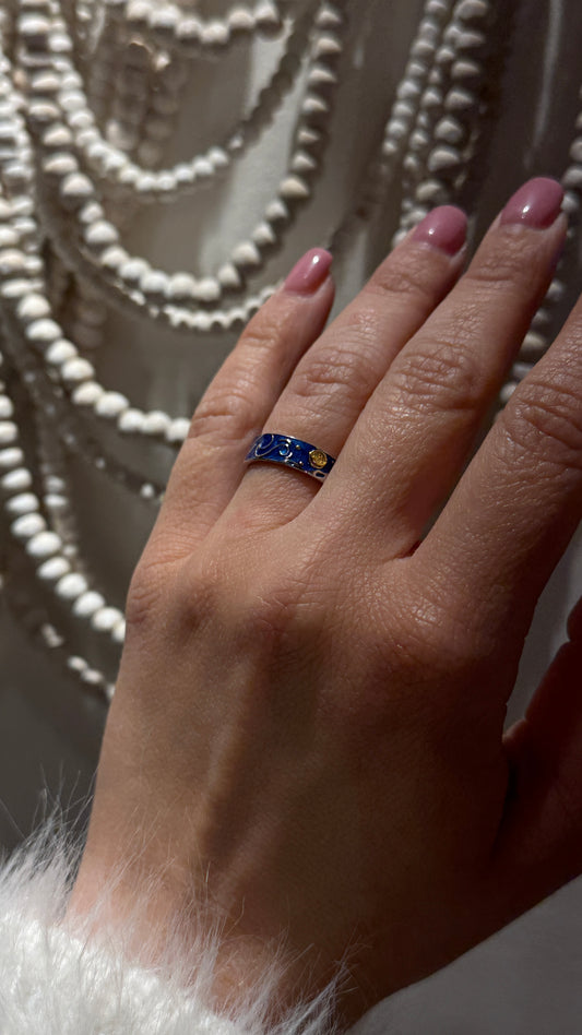 Van Gogh inspired silver ring