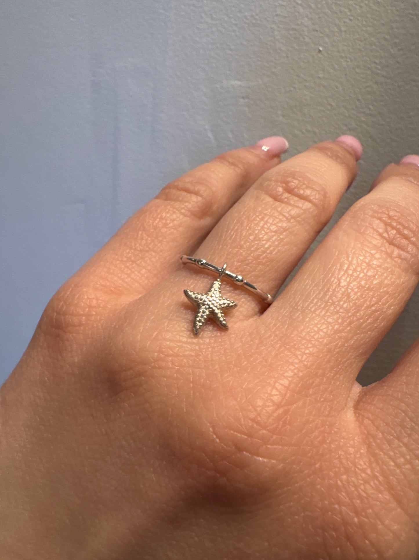 Starfish charm silver ring