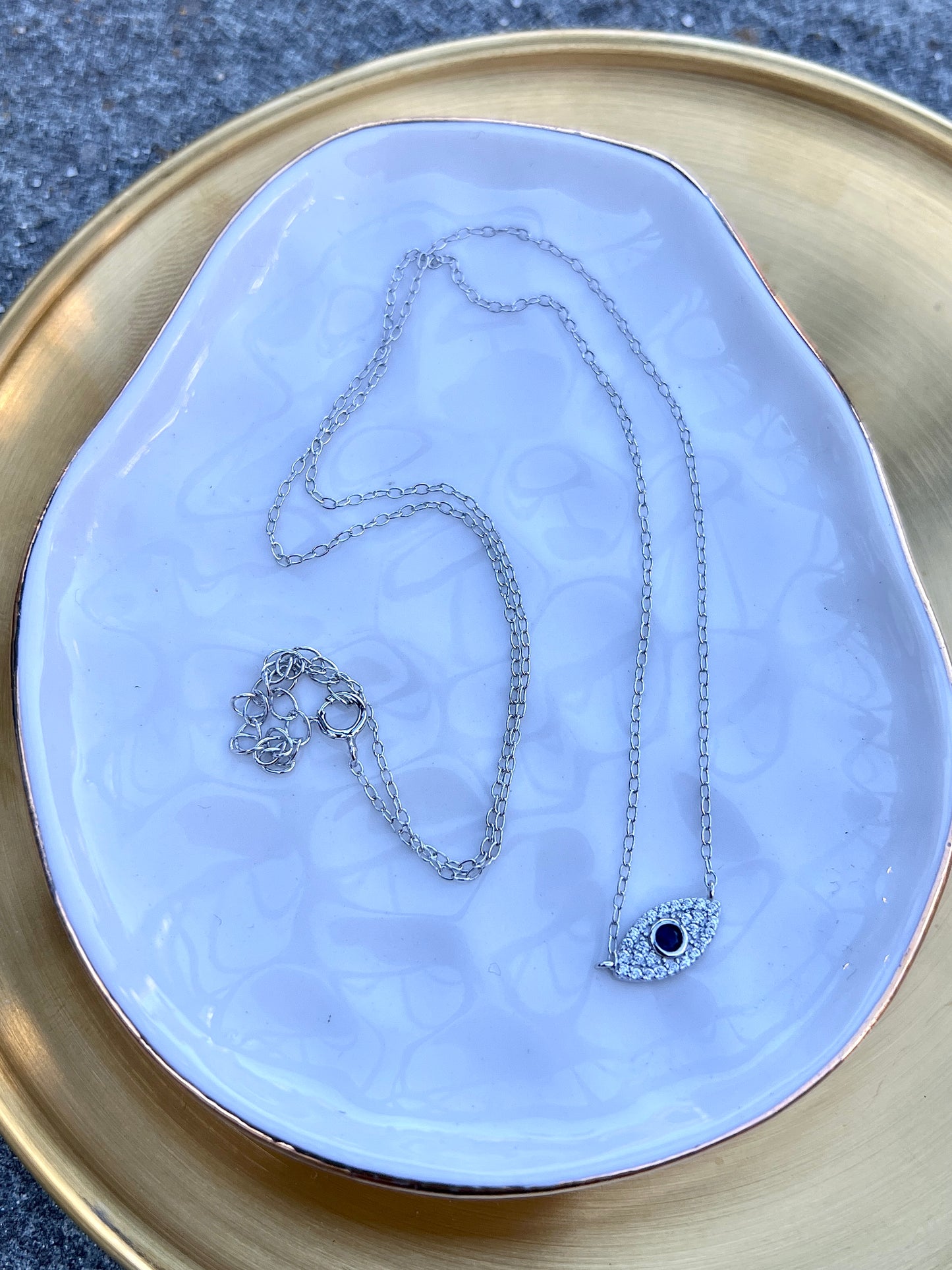 Evil eye silver necklace