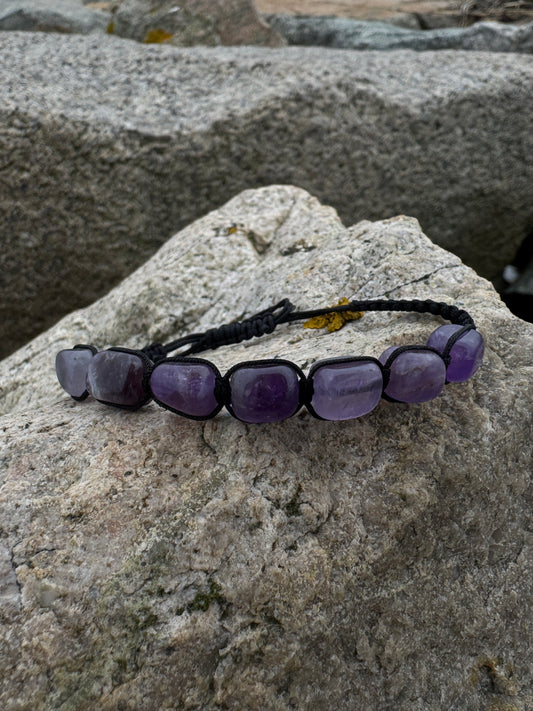 Amethyst crystal nugget bracelet