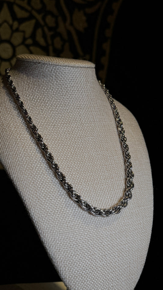 Twisted Rope Silver Chain Necklace