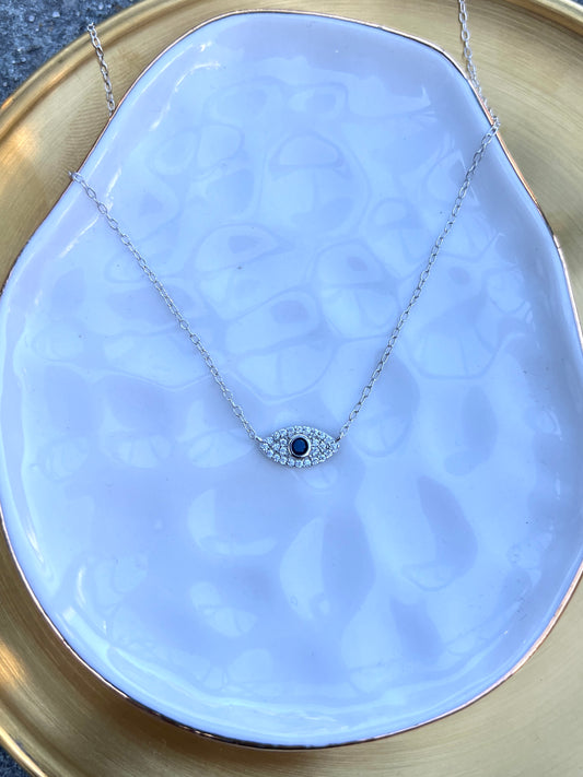 Evil eye silver necklace