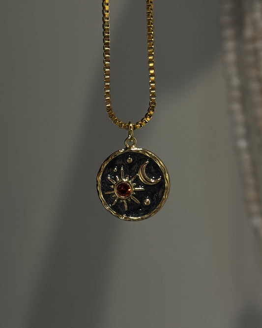 Sun and Moon coin necklace