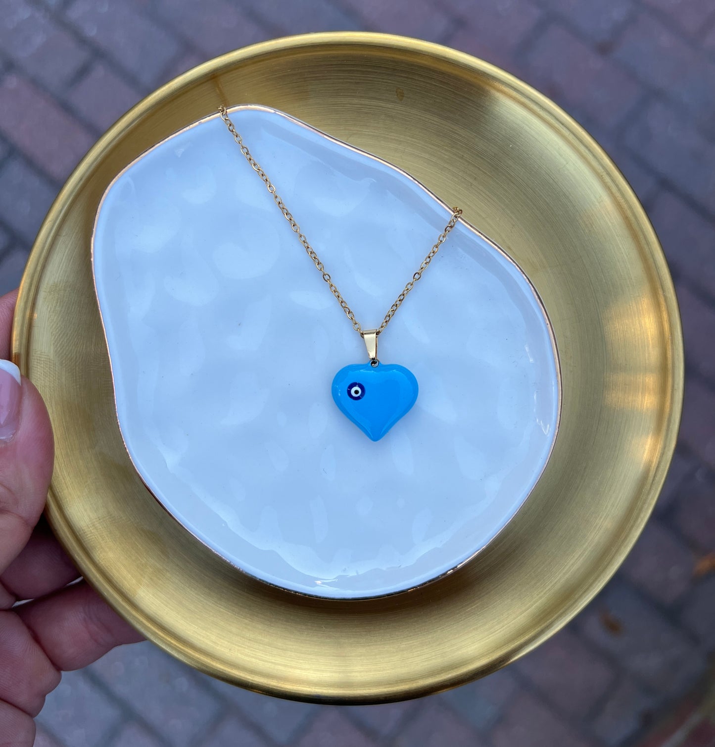 Evil eye heart necklace