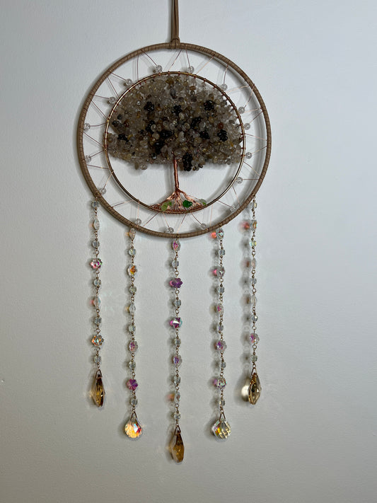 Tree of lift crystal dreamcatcher