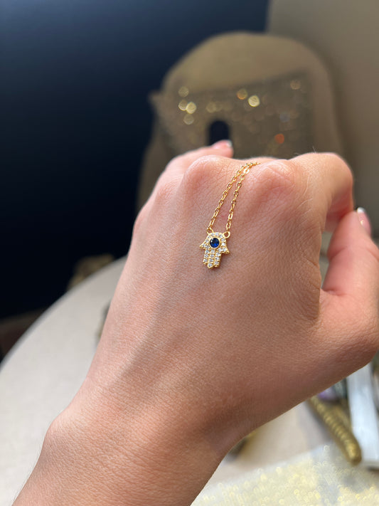 Hamsa silver necklace