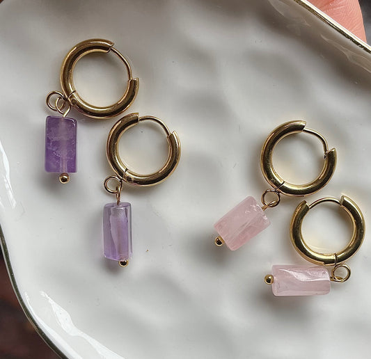 Small Gold Hoops with crystal