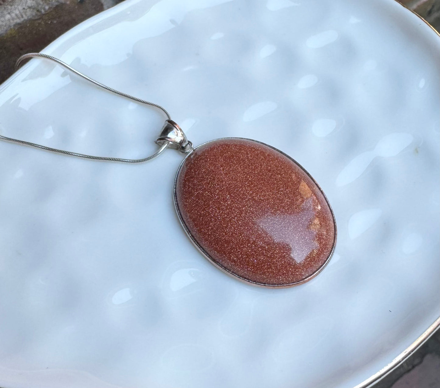 Goldstone Big Oval Pendant