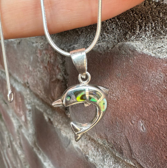 Silver Dolphin Pendant & Abalone Shell