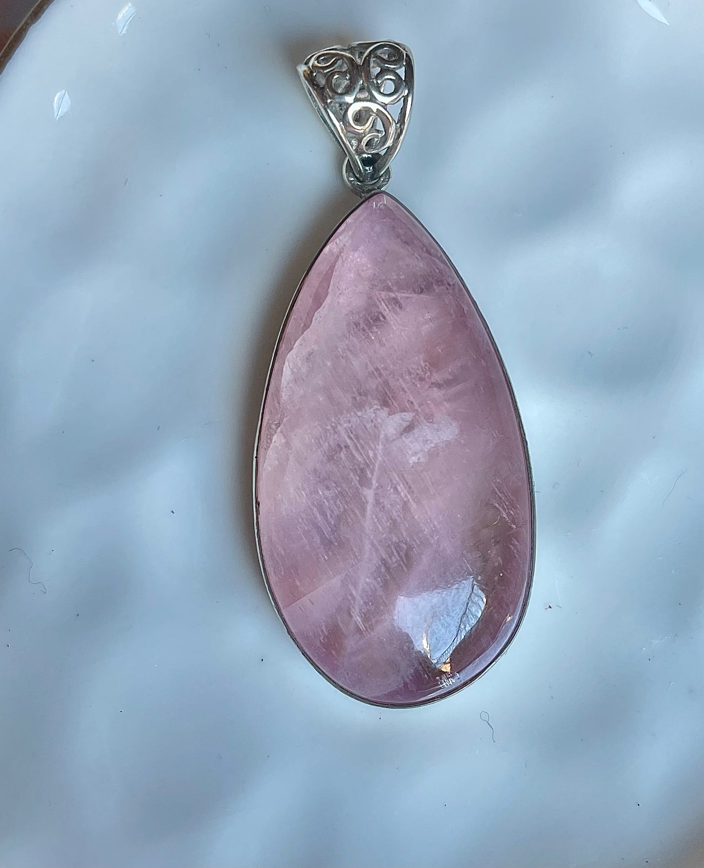 Rose Quartz Long Tear Drop Pendant