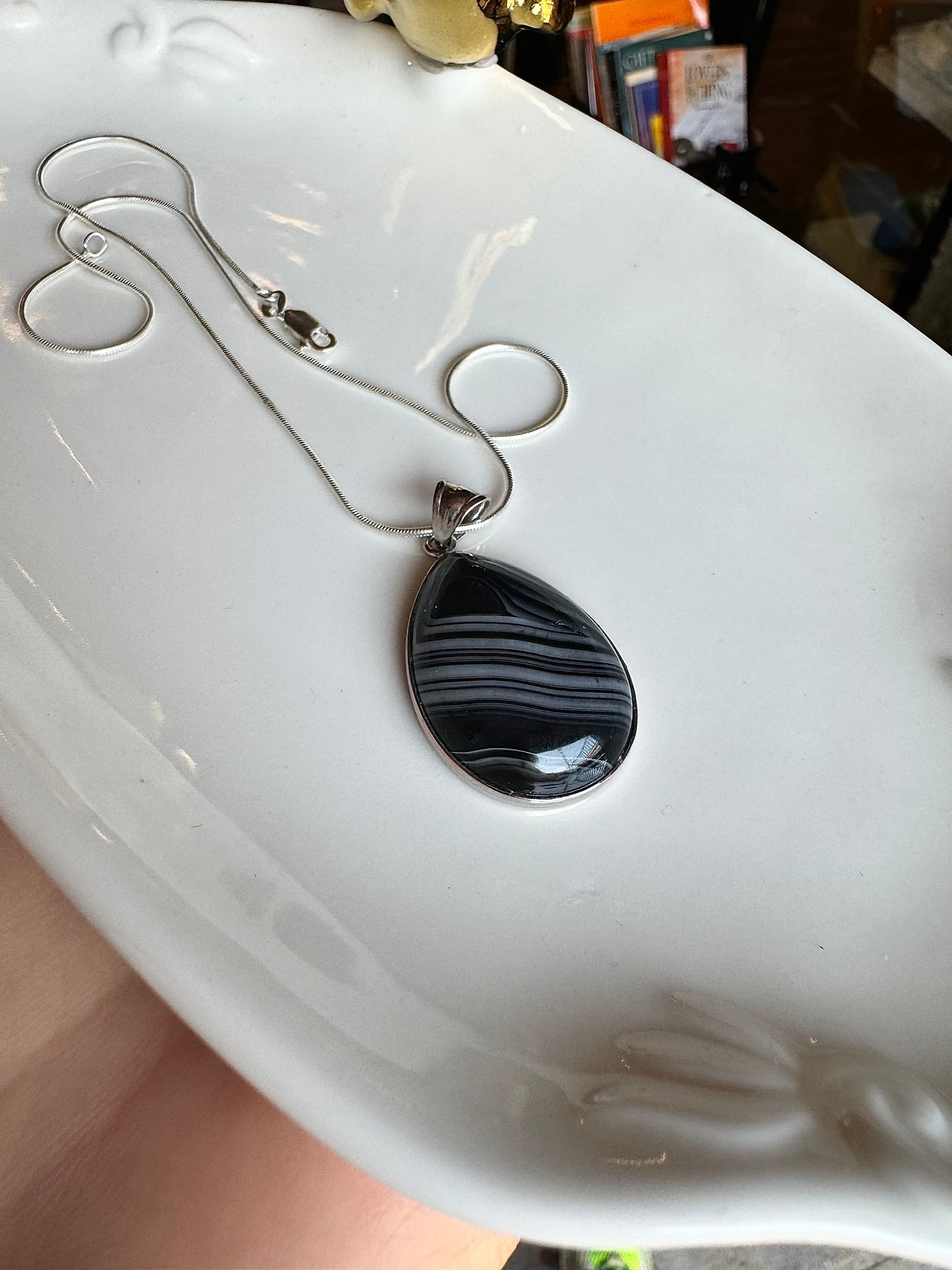 Black Lace Agate Pendant