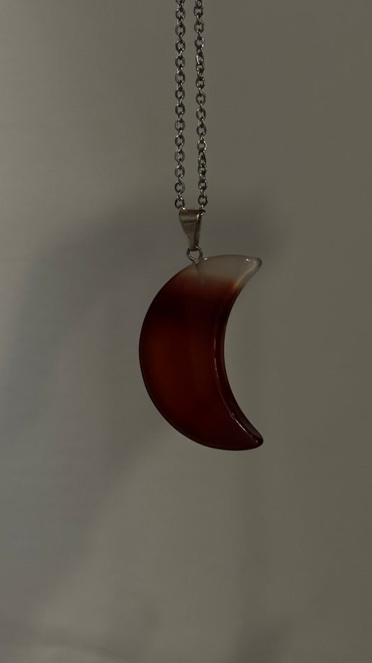 Carnelian Crescent Moon Pendant