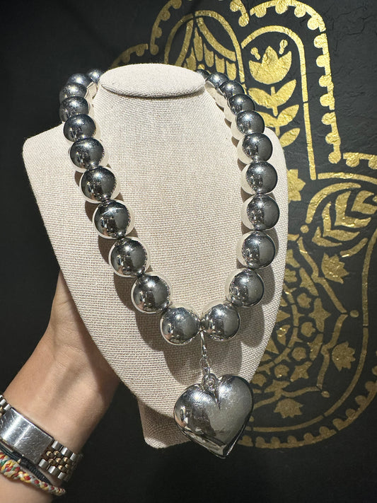 Big Love Chunky Heart Silver Choker