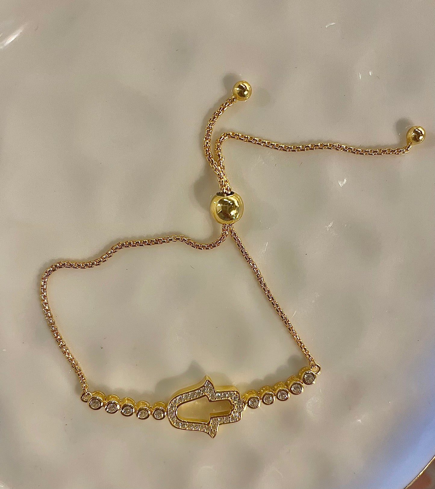 Sterling Silver Bracelet gold plated with Hamsa charm