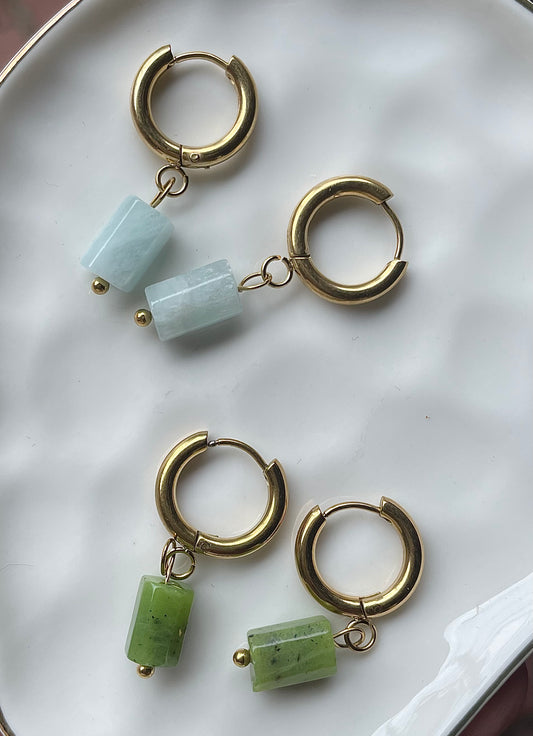 Small Gold Hoops with crystal