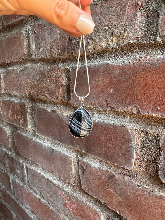 Black Lace Agate Pendant