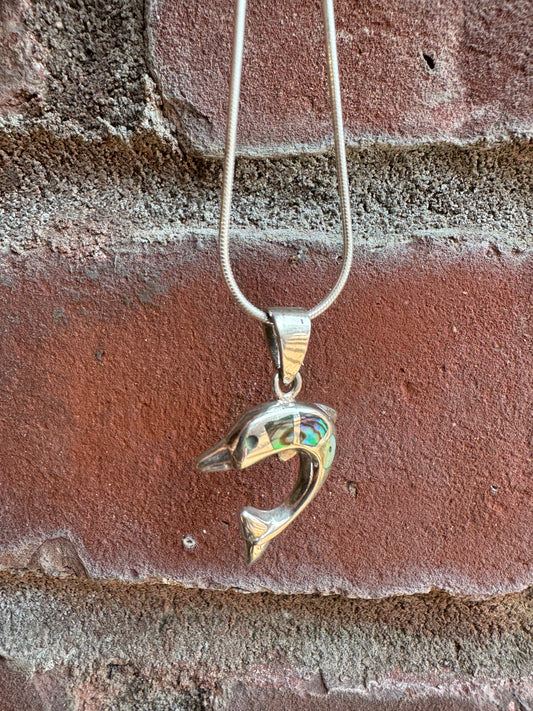Silver Dolphin Pendant & Abalone Shell