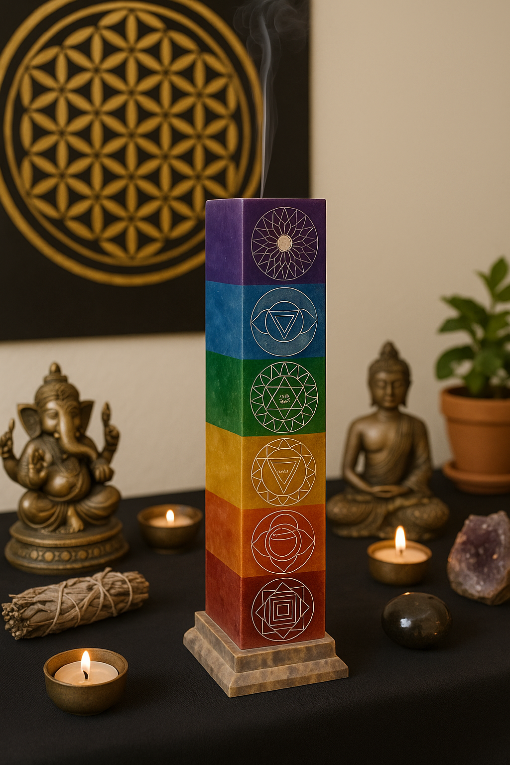 Chakra incense tower part of alter