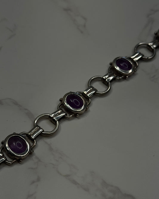 sterling silver bracelet with oval amethyst