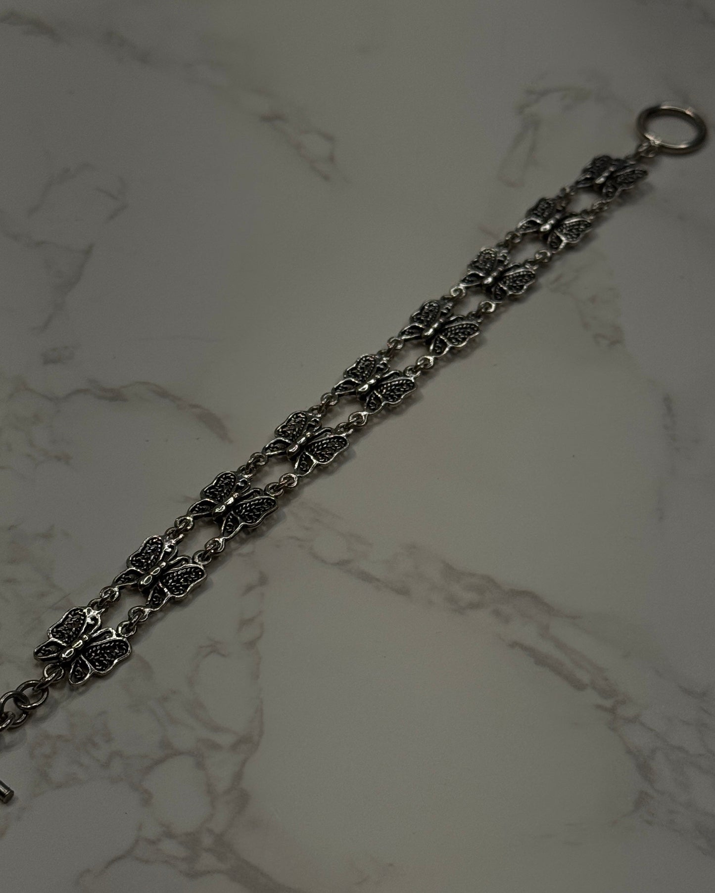 butterfly sterling silver chain bracelet