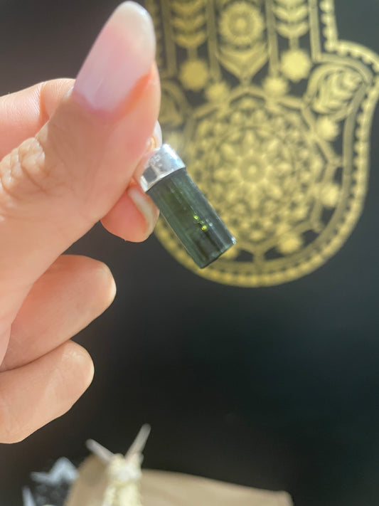 Green Tourmaline Silver Pendant