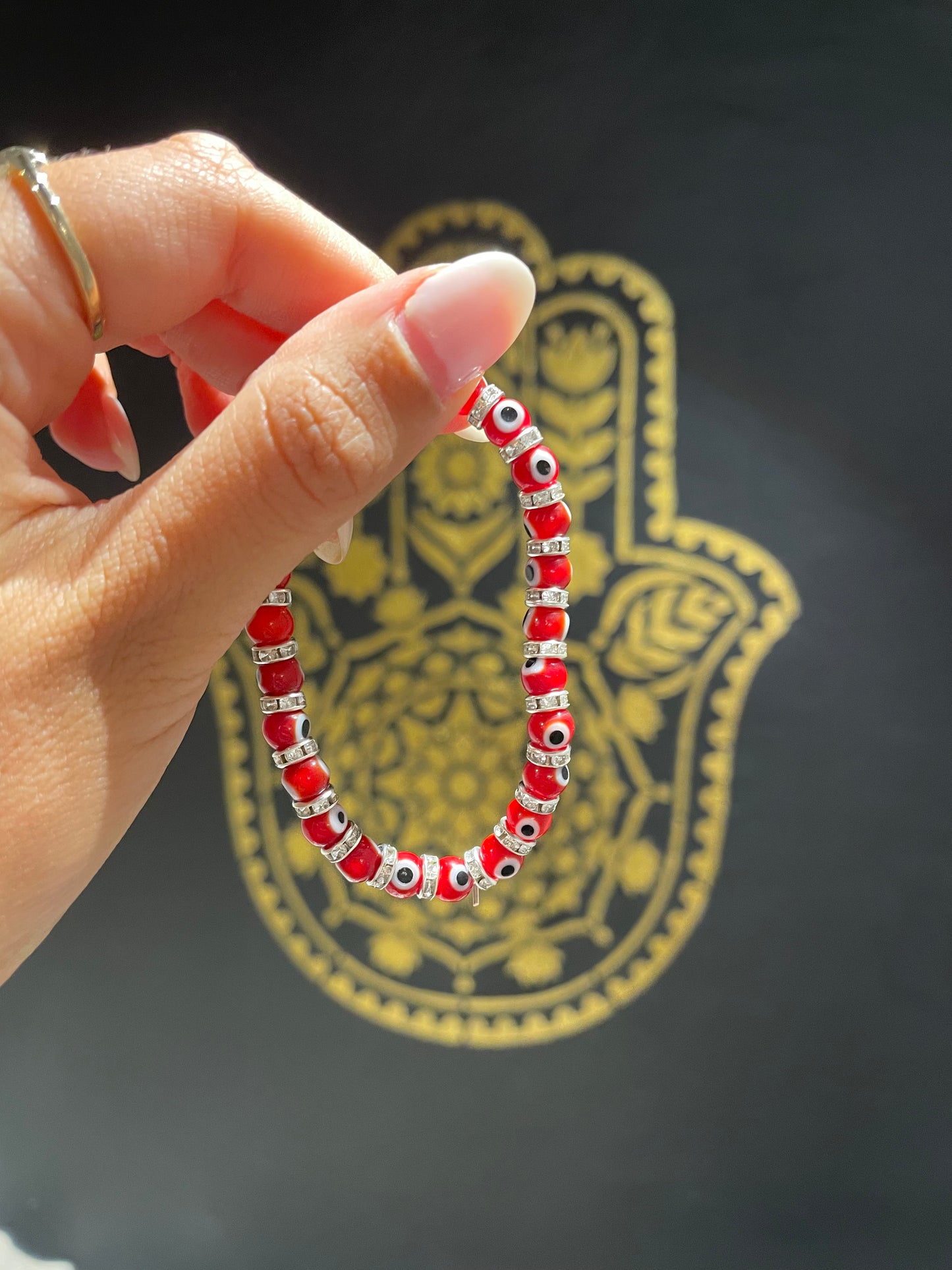 Evil eye small glass beads bracelet