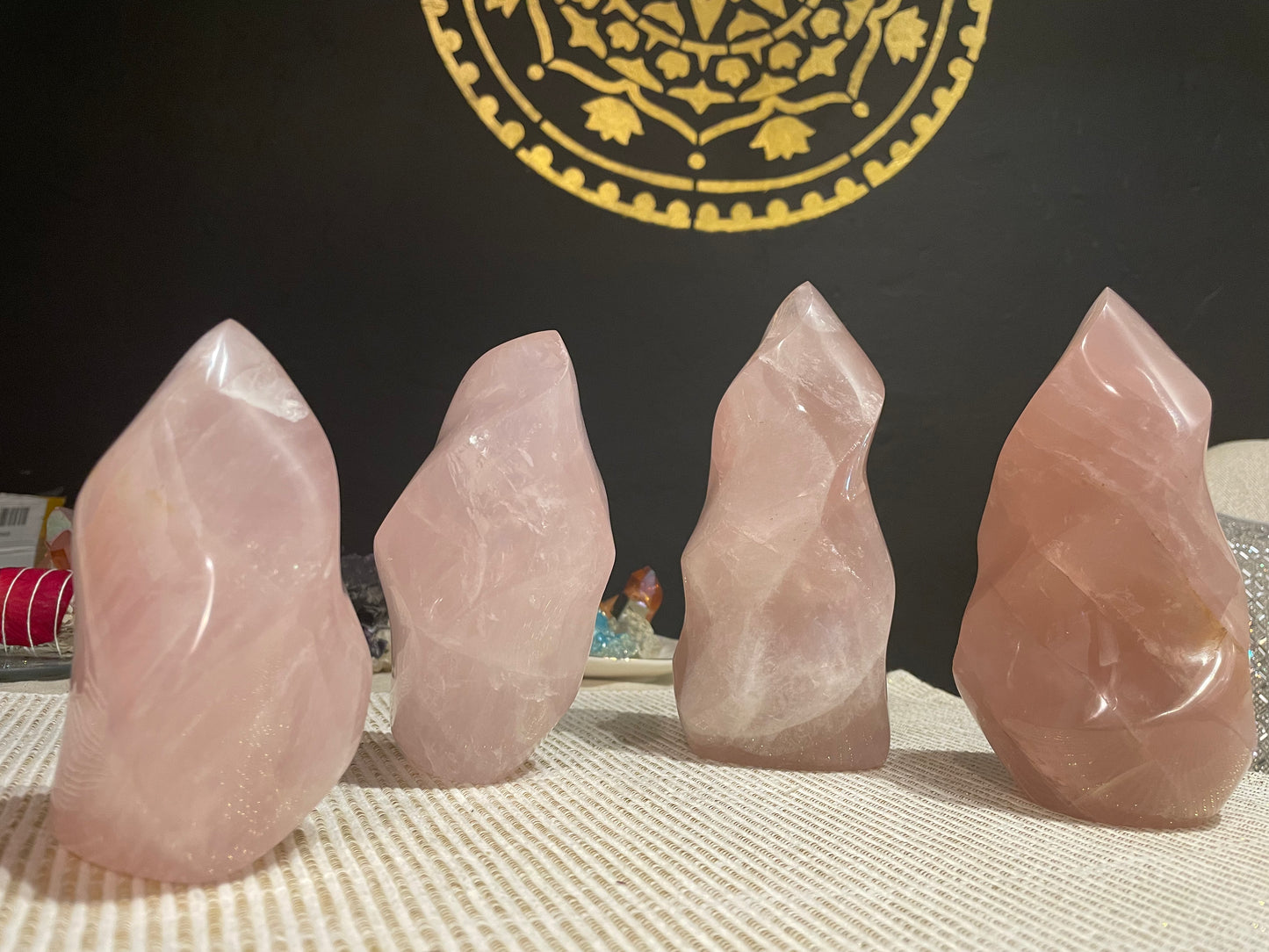Rose Quartz Flame Pieces