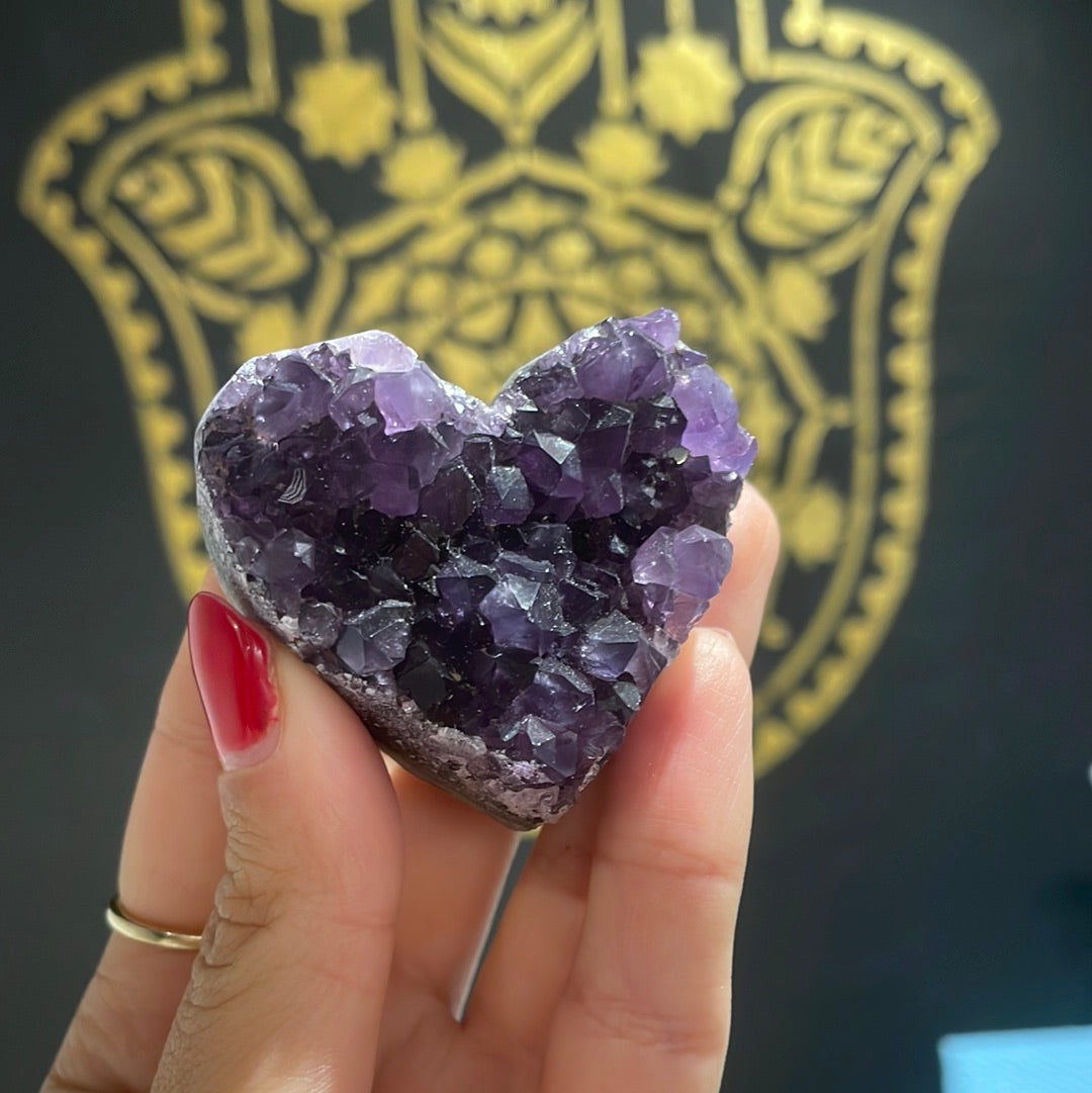 Amethyst cluster hearts