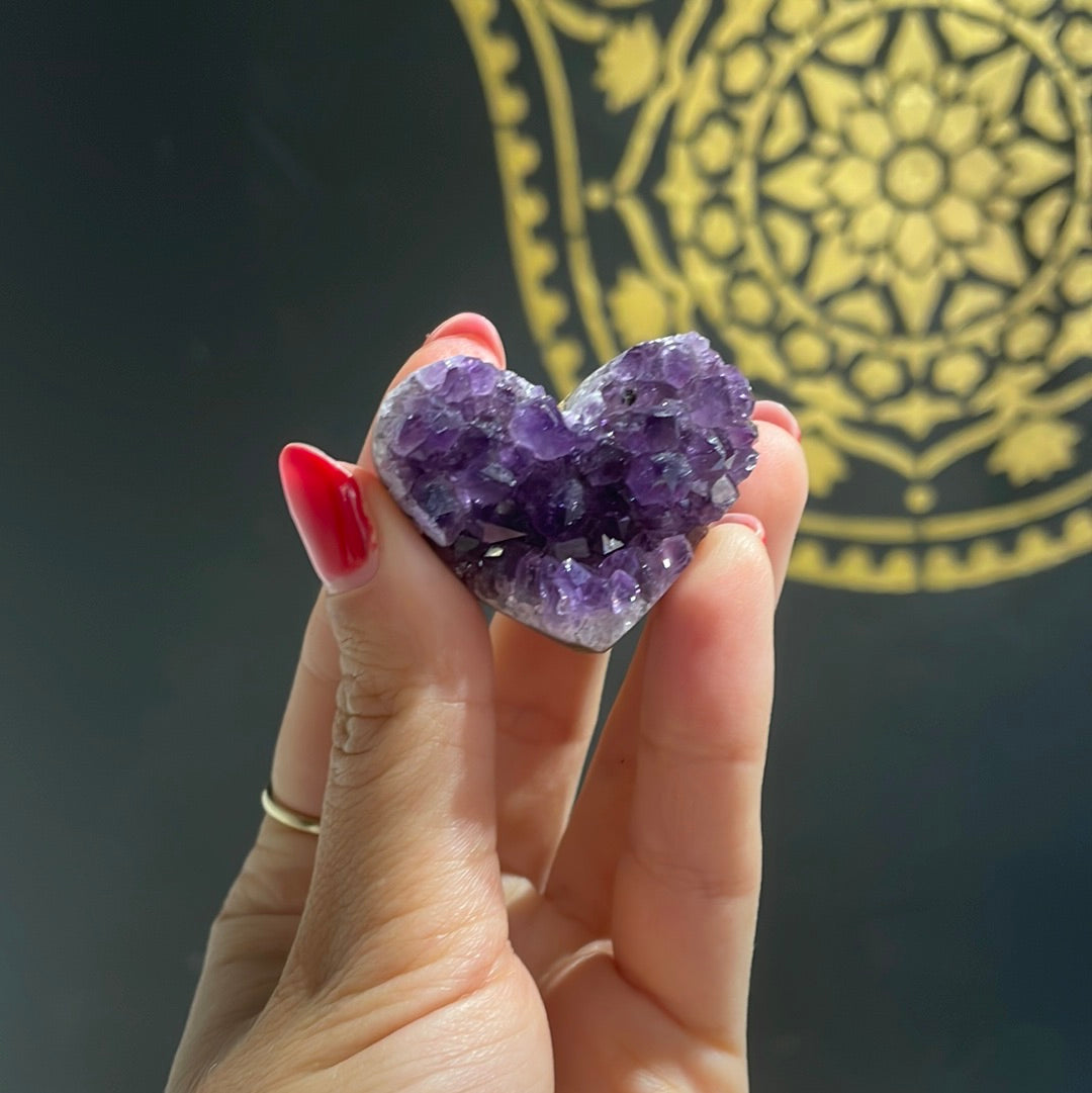 Amethyst cluster hearts
