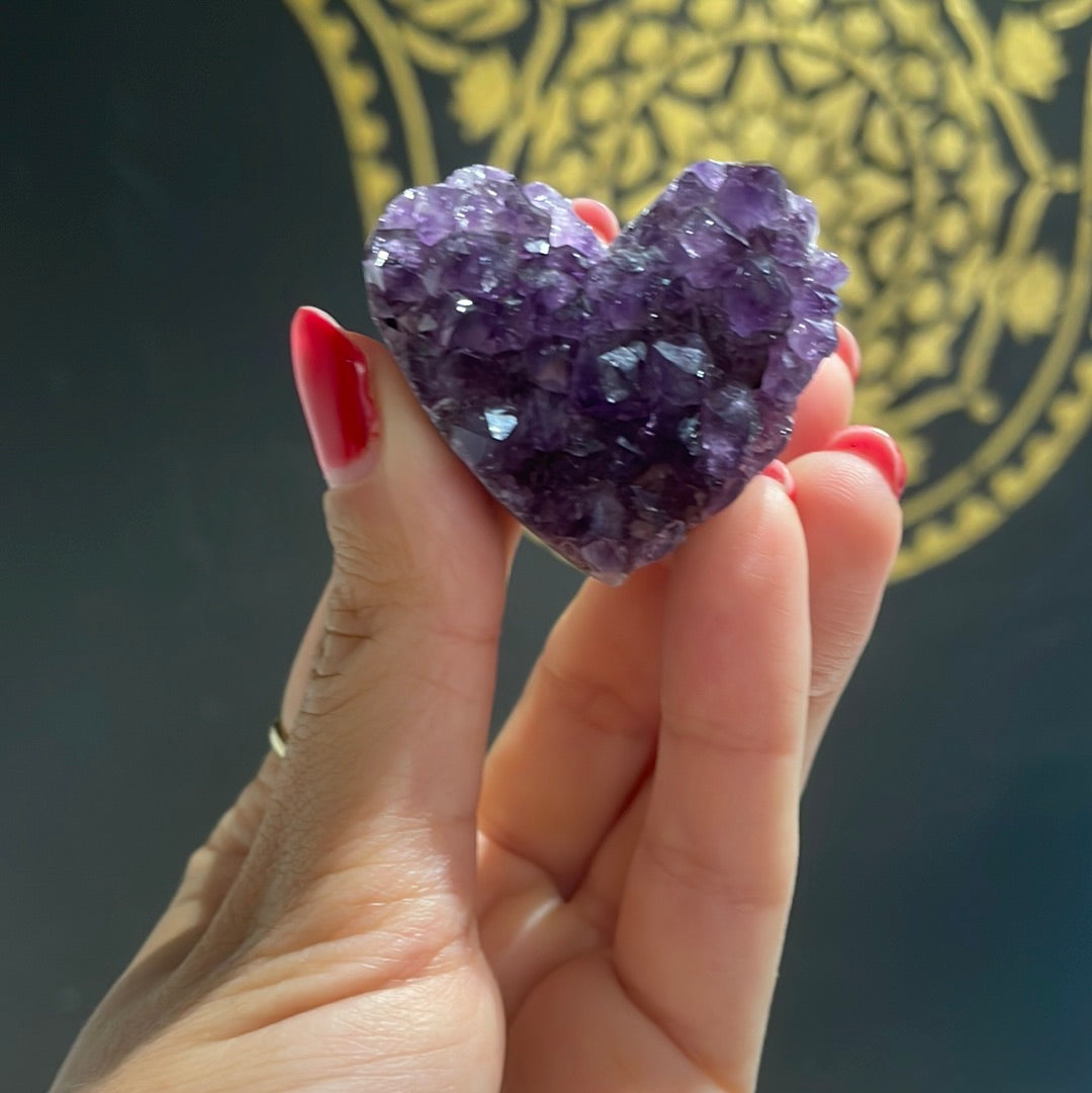 Amethyst cluster hearts