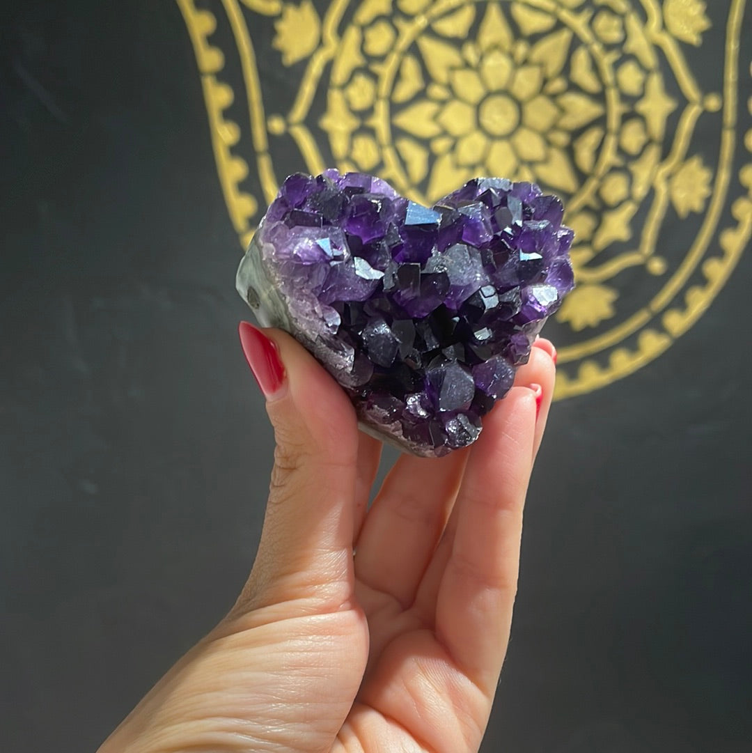 Amethyst cluster hearts