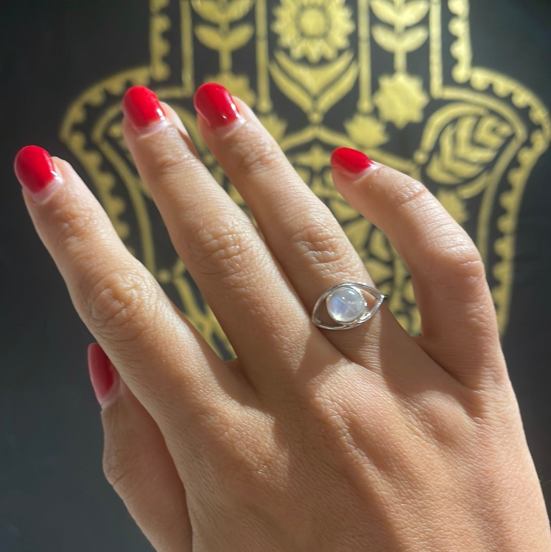 Evil Eye Moonstone Ring