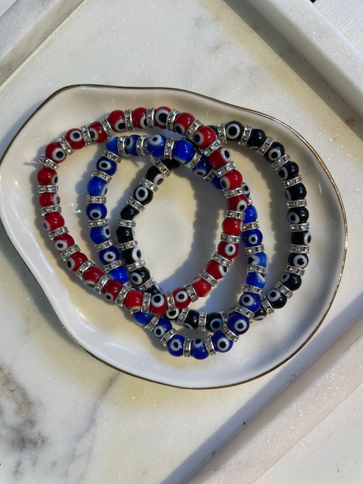 Evil eye small glass beads bracelet