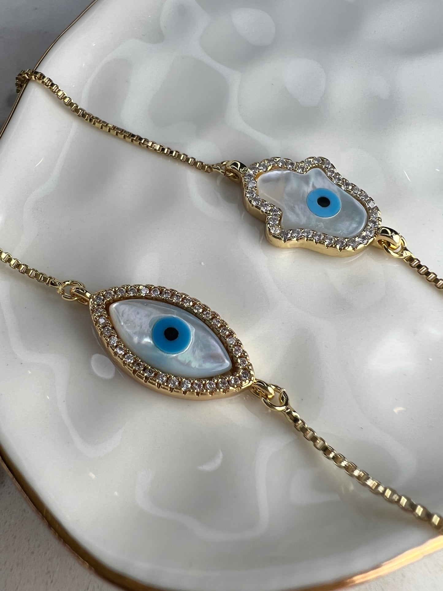 Evil eye gold filled bracelet