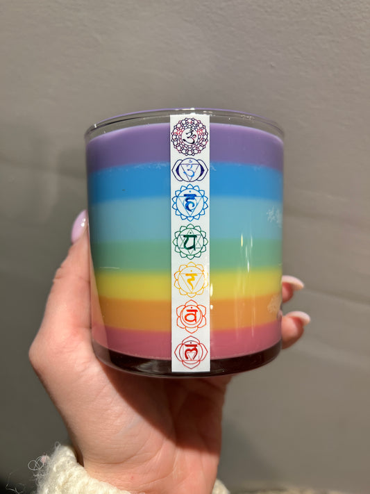 Chakra Candle with a Secret crystal