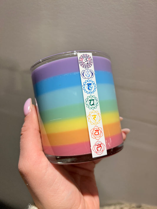 Chakra Candle with a Secret crystal