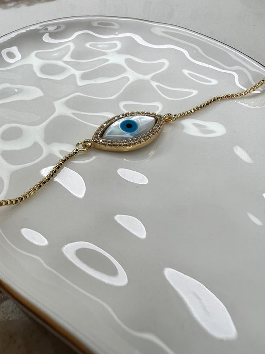 Evil eye gold filled bracelet