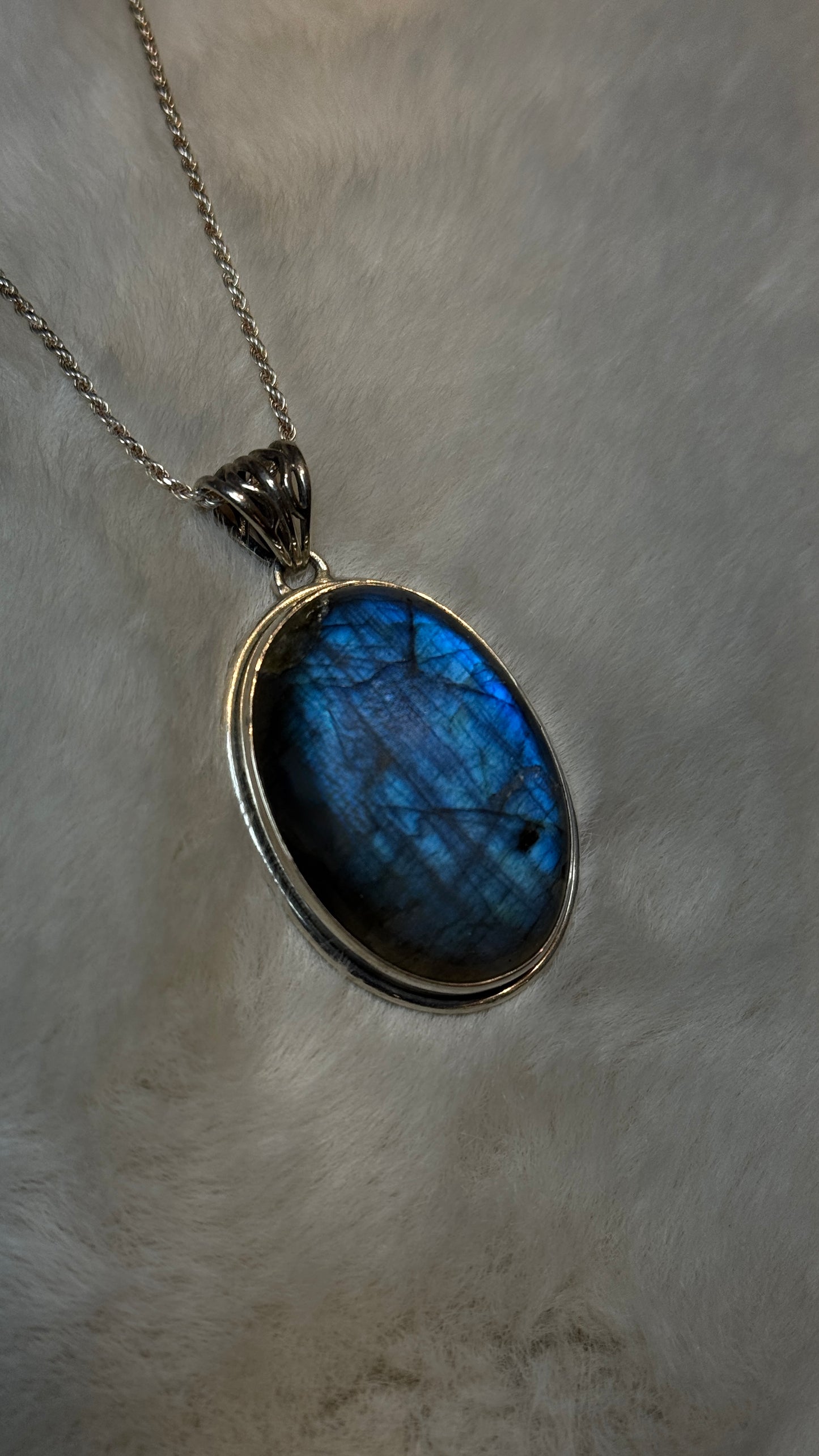 Labradorite Oval Statement Pendant