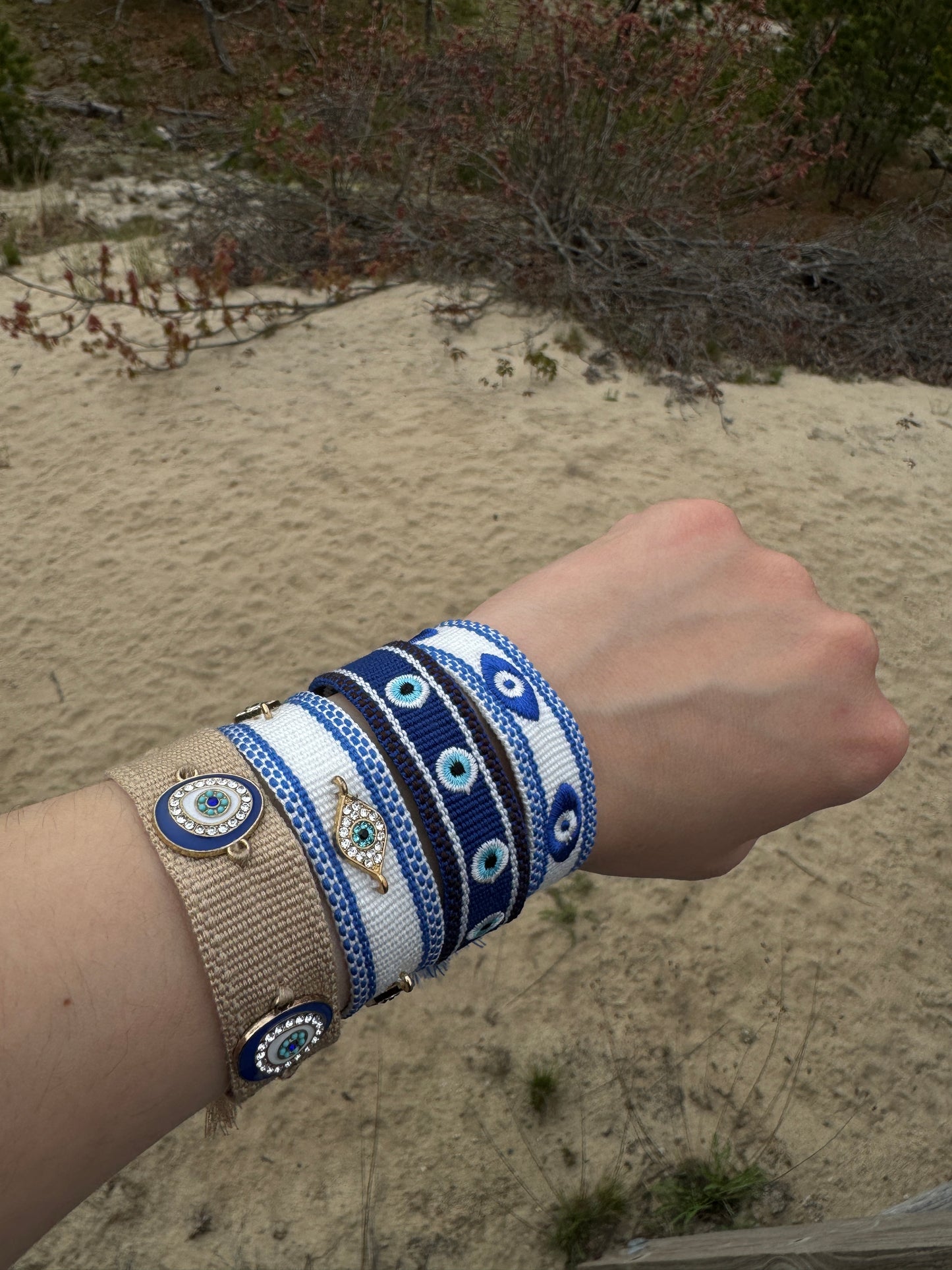 Evil eye embroidery bracelet