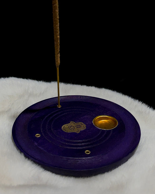 Round wood incense holder