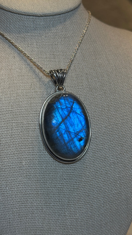 Labradorite Oval Statement Pendant