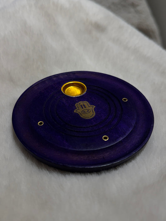 Round wood incense holder