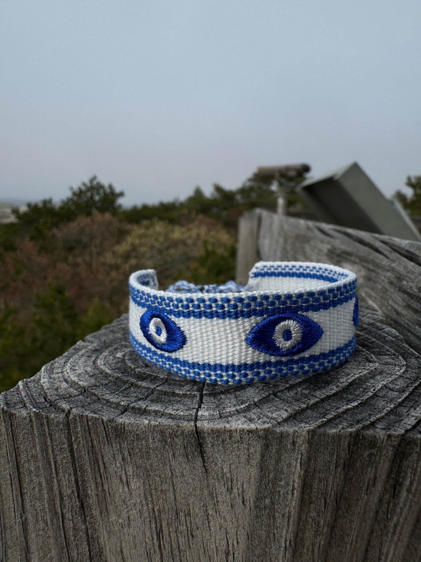 Evil eye embroidery bracelet