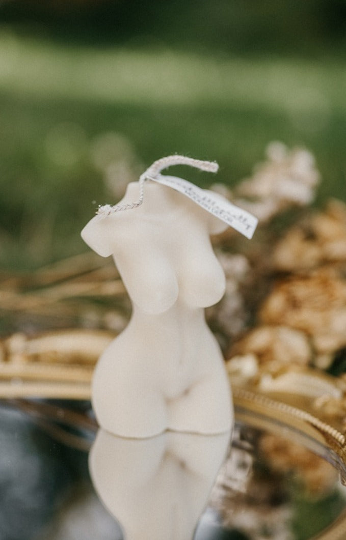 female muse body candle, aestetic home decor